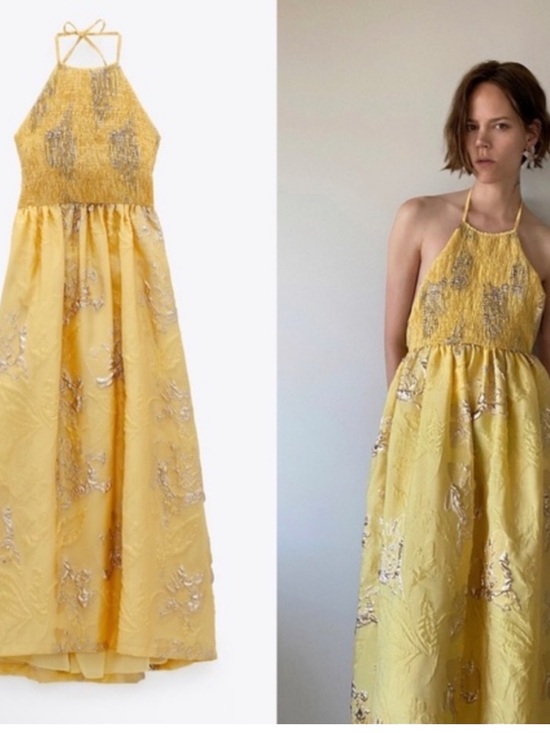 Zara Dresses & Skirts - Zara Limited Edition Yellow Halterneck Midi Dress